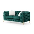 Moderno Tufted Loveseat Finished in Velvet Fabric in Green