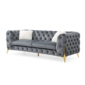 Galaxy Home Moderno Gray Velvet Tufted Sofa