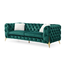 Galaxy Home Moderno Green Velvet Tufted Sofa