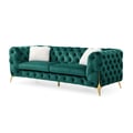 Moderno Tufted Sofa Finished in Velvet Fabric in Green