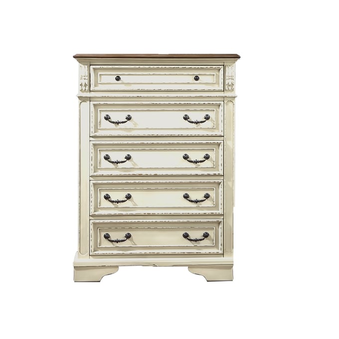 Galaxy Home Noble Collection Antique Beige 5 Drawer Chest GLXY-601955551137