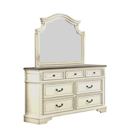 Galaxy Home Noble Collection Antique Beige Dresser And Mirror