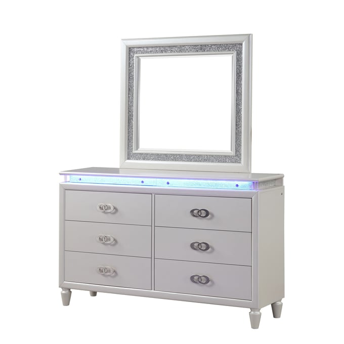 Galaxy Home Passion Milky White Dresser and Mirror GLXY-6594360-DRMR