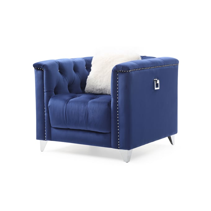 Galaxy Home Russell Blue Velvet Tufted Chair GLXY-733569300891