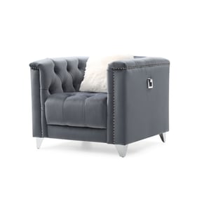 Galaxy Home Russell Gray Velvet Tufted Chair