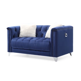 Galaxy Home Russell Blue Velvet Tufted Loveseat