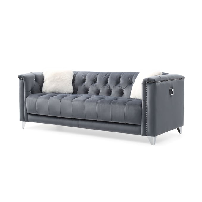 Galaxy Home Russell Gray Velvet Tufted Sofa GLXY-733569324316