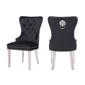 2 Galaxy Home Simba Black Dining Chairs with Stainless Steel Legs