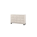 Sophia Crystal Tufted 7-Drawer Dresser finished with Velvet Fabric / Wood in Cream