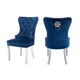 2 Galaxy Home Simba Blue Dining Chairs with Stainless Steel Legs