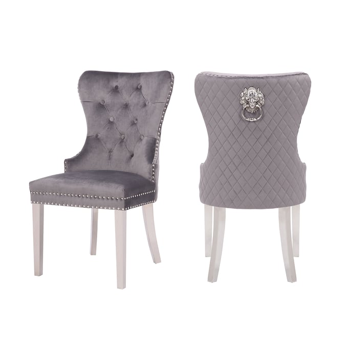 2 Galaxy Home Simba Dark Gray Dining Chairs with Stainless Steel Legs GLXY-808857571366