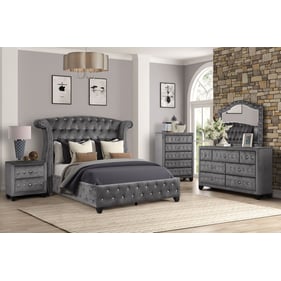 Galaxy Home Sophia Grey 5pc Bedroom Set with Queen Bed