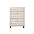 Sophia Crystal Tufted 5-Drawer Chest in Cream finished with Velvet Fabric / Wood