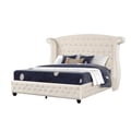 Sophia Crystal Tufted King Bed in Cream made with Wood