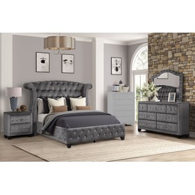 Galaxy Home Sophia Grey 4pc Bedroom Set with Queen Bed