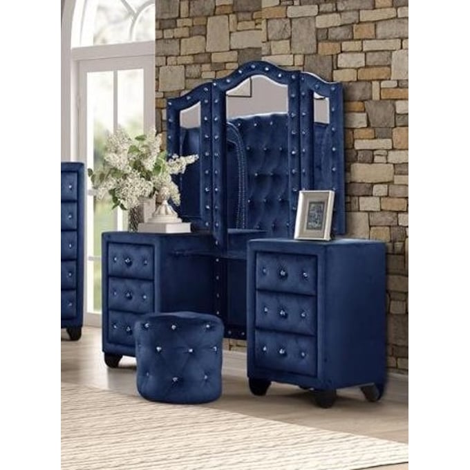 Sophia Navy Blue Bedroom Set by Galaxy Furniture