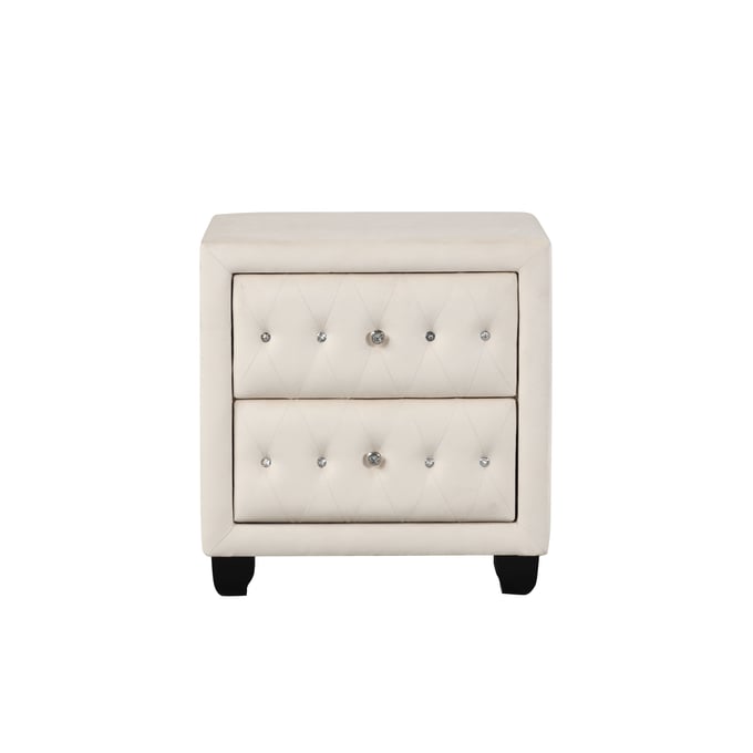 Galaxy Home Sophia Cream 2 Drawer Nightstand GLXY-601955554053