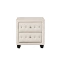 Sophia Crystal Tufted 2-Drawer Nightstand in Cream made with Wood