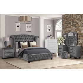 Galaxy Home Sophia Grey 4pc Vanity Bedroom Set with King Bed