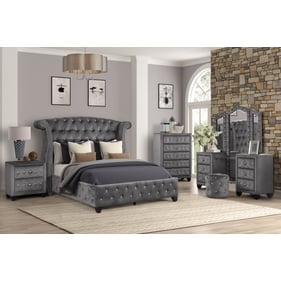 Galaxy Home Sophia Grey 5pc Vanity Bedroom Set with King Bed