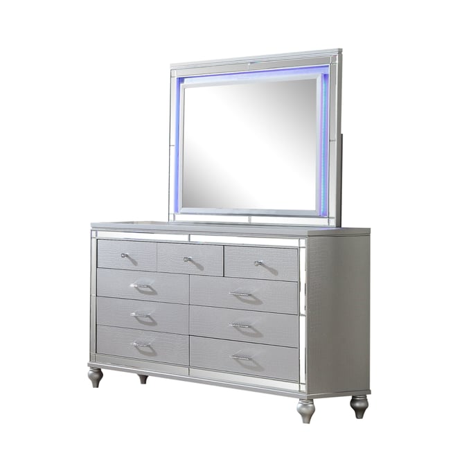 Galaxy Home Sterling Silver Dresser and Mirror GLXY-8088578-7-7-DRMR