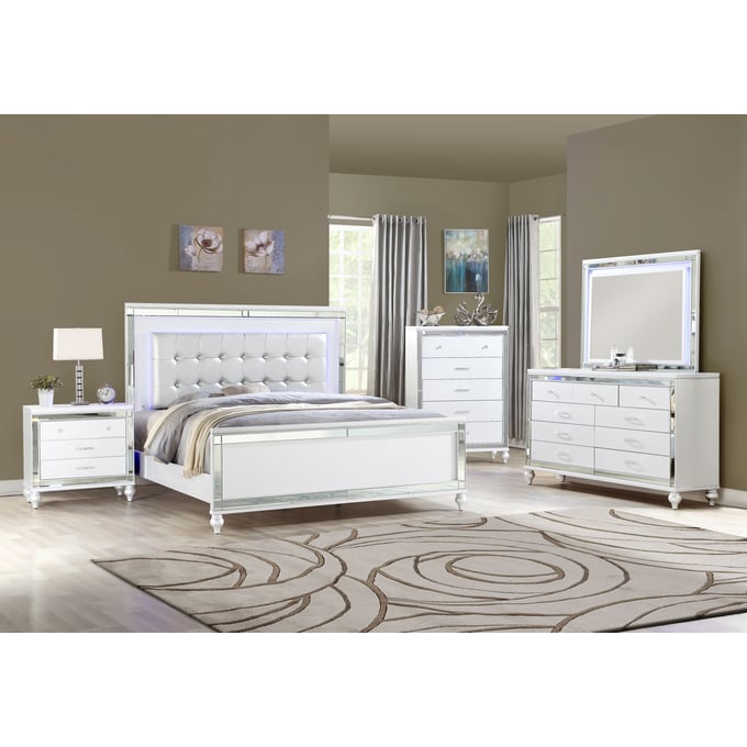 Galaxy Home Sterling White 5pc Bedroom Set with Queen Bed GLXY-808857913388