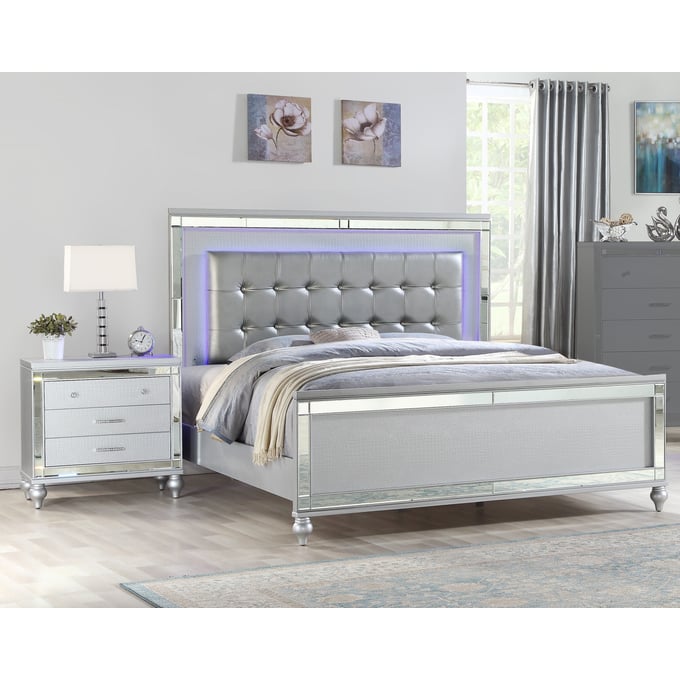 Galaxy Home Sterling Silver 2pc Bedroom Set with Queen Bed GLXY-80885763-BR-S1