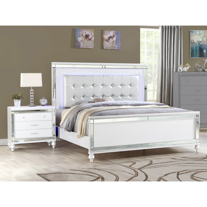 Galaxy Home Sterling White 2pc Bedroom Set with King Bed GLXY-808857914-BR-S1