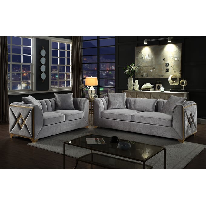 Galaxy Home Velencia Silver 2pc Living Room Set GLXY-601955552509