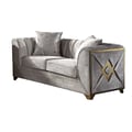 Velencia Modern Style Loveseat made with Wood & Gold Accent Finish in Cream Color