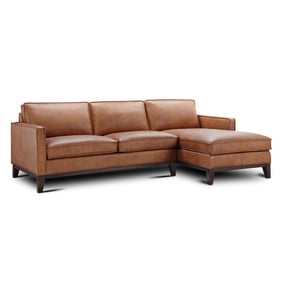 GTR Chelsea Honey Leather Sectional with RAF Chaise