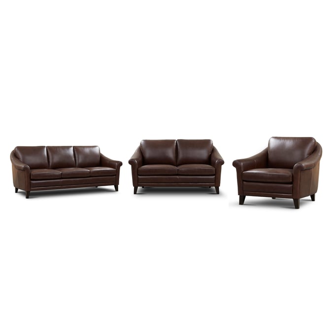 GTR San Paulo Brown Leather 3pc Living Room Set GTR-W6628-LR-S2