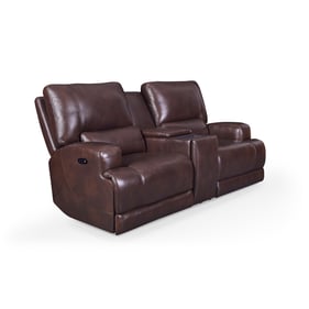 GTR Tahoe Coffee Leather Dual Zero Gravity Power Console Loveseat