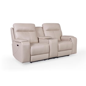 GTR Bandera Putty Leather Dual Zero Gravity Power Loveseat with Console