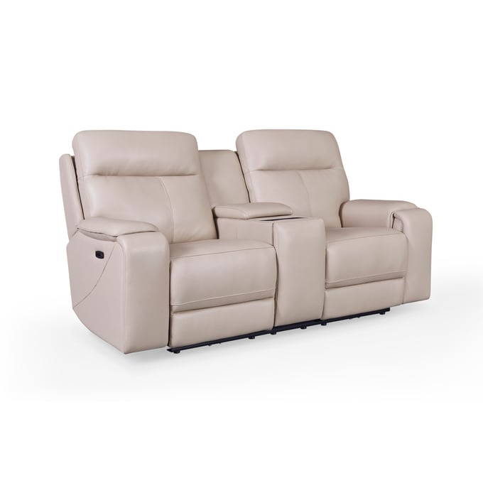 GTR Bandera Putty Leather Dual Zero Gravity Power Loveseat with Console GTR-M538-20