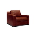 Santiago 100% Top Grain Leather Mid-century Armchair, Russet Brown