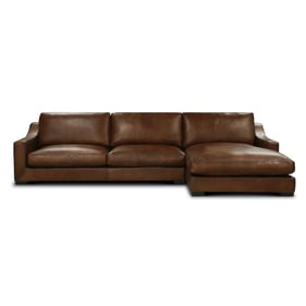 GTR Daytona Antique Leather Sectional with RAF Chaise