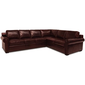 GTR Wembley Red Brown Leather 2pc Left Arm Facing Sectional