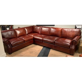 GTR Wembley Red Brown Leather 2pc Right Arm Facing Sectional