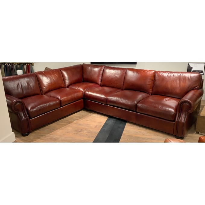 GTR Wembley Red Brown Leather 2pc Right Arm Facing Sectional GTR-X34-33-34