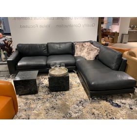 GTR Montreal Onyx Leather Right Arm Facing Chaise Sectional