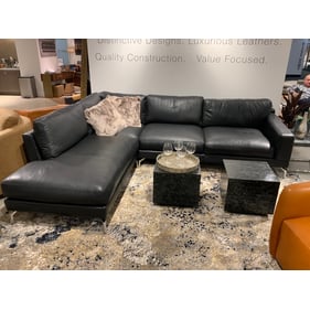 GTR Montreal Onyx Leather Left Arm Facing Chaise Sectional