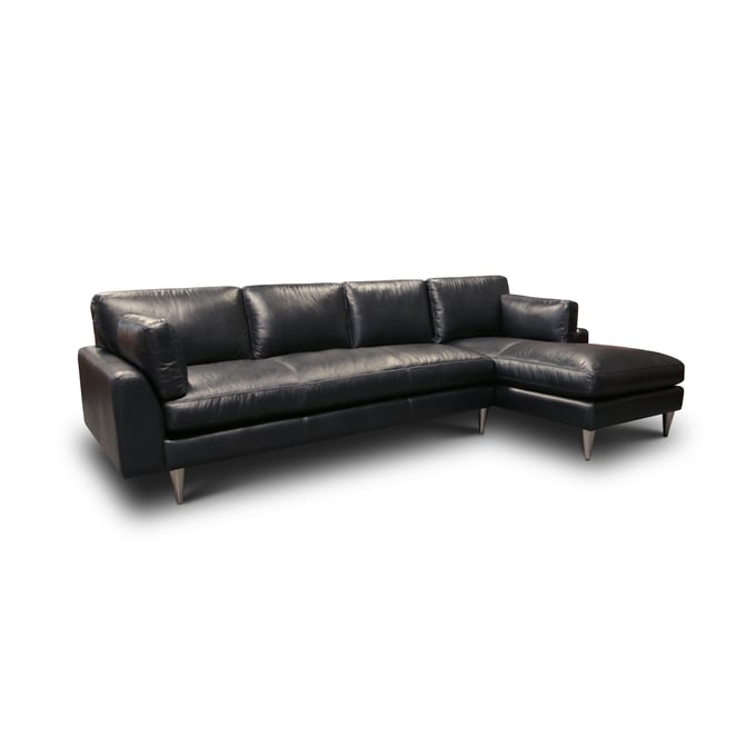 GTR Skyline Dark Navy Leather Sectional with Right Arm Chaise GTR-X8-32-53