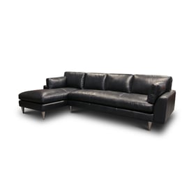 GTR Skyline Dark Navy Leather Sectional with Left Arm Chaise