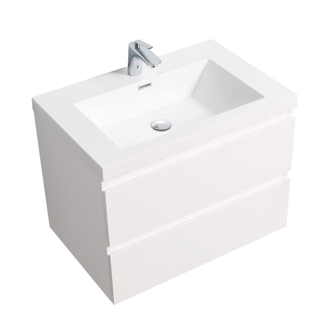 GWC Hammond White Modern 29.3 Inch Bathroom Cabinet with Basin GWC-ANGELA-30W