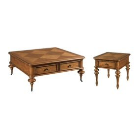 Hammary Berkshire Rich Honey Brown Pearson 3pc Square Coffee Table Set