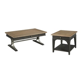 Hammary Hancock Natural White Black 3pc Coffee Table Set