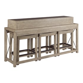 Hammary West End Soft Griege Bar Console with 3 Stools