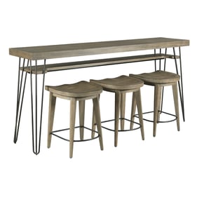 Hammary Light Stain Weathered Pine Bar Console With Three Stool