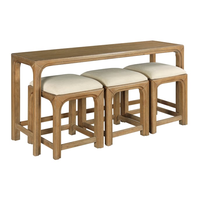 Hammary Light Stain Warm Honey Oak Bar Console With Three Stool HAM-052-587